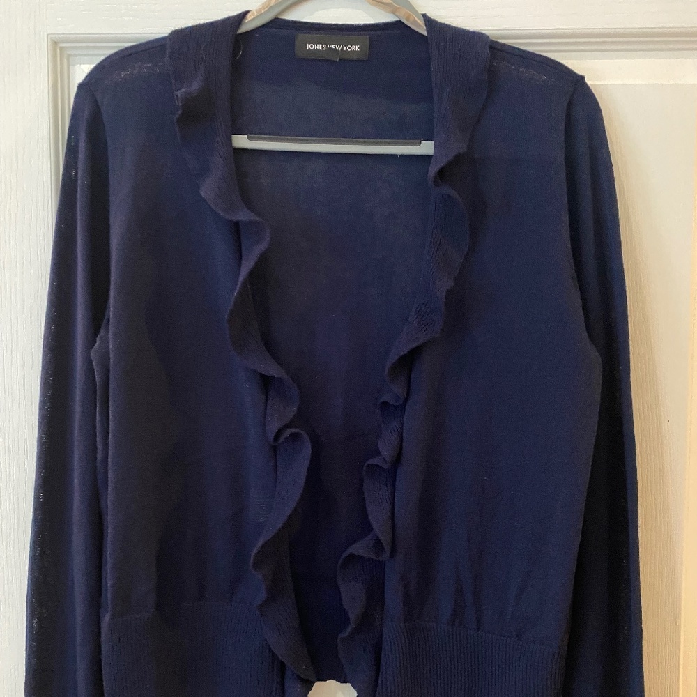 Jones New York long sleeve navy blue light weight sweater Size Large